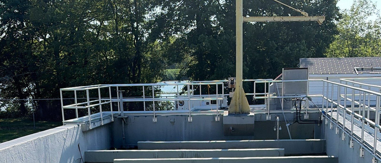 Outdoor treatment basins at a New Jersey water facility